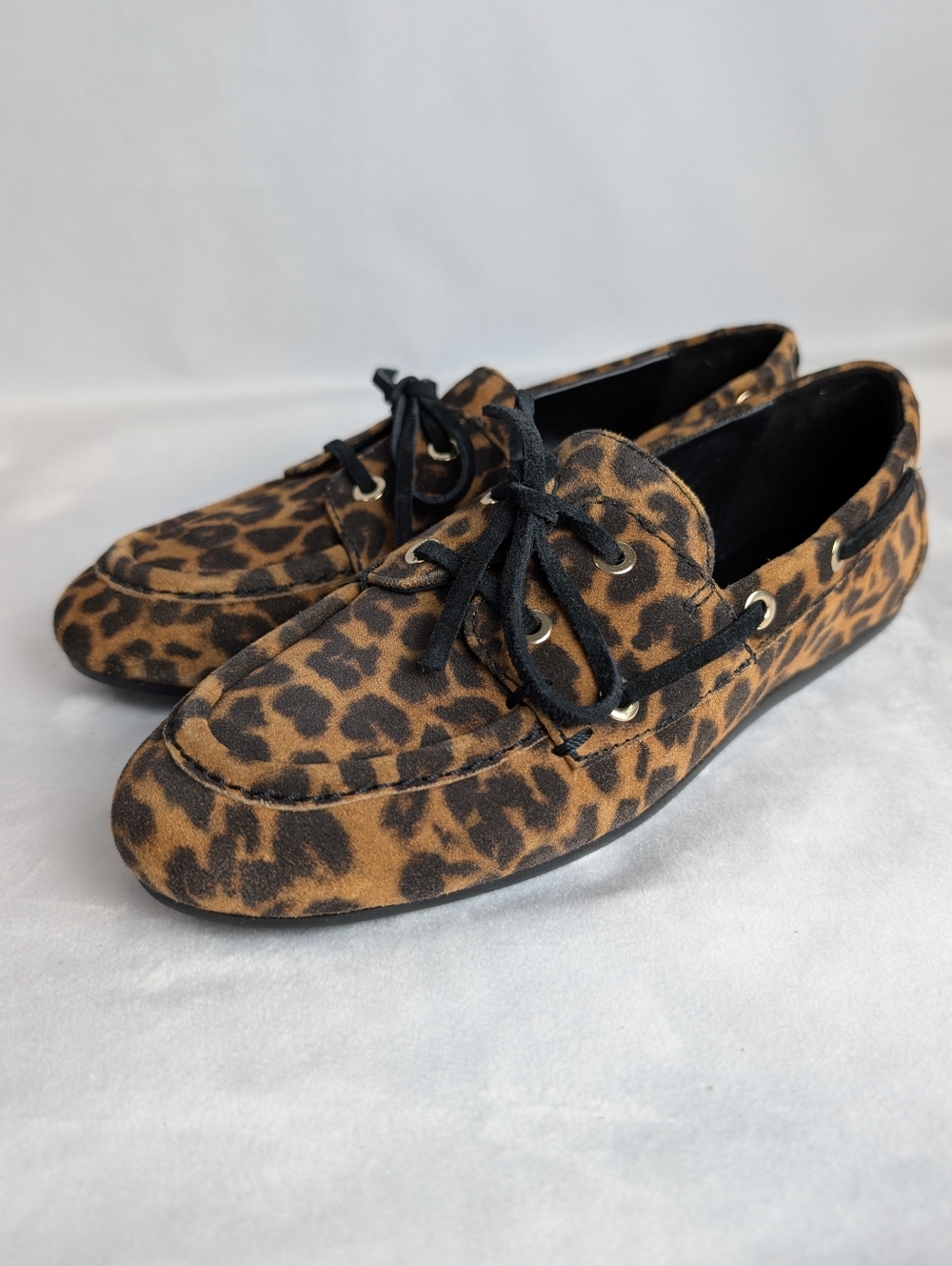 Stuart Weitzman Leopard Print Tinsley Suede Moccasins - Brown/Black, 5.5 NWOB